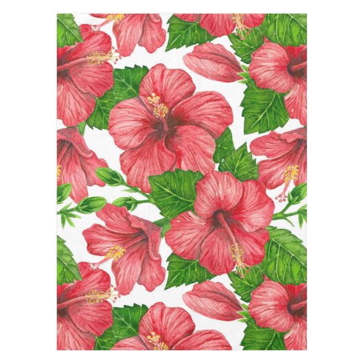 Nappe Motif d'aquarelle d'hibiscus rouge (Devant)