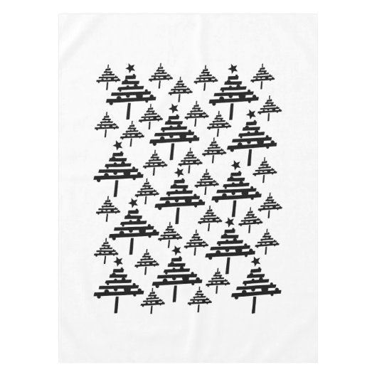 Nappe Motif d'arbre de Noël noir et blanc moderne (Devant)