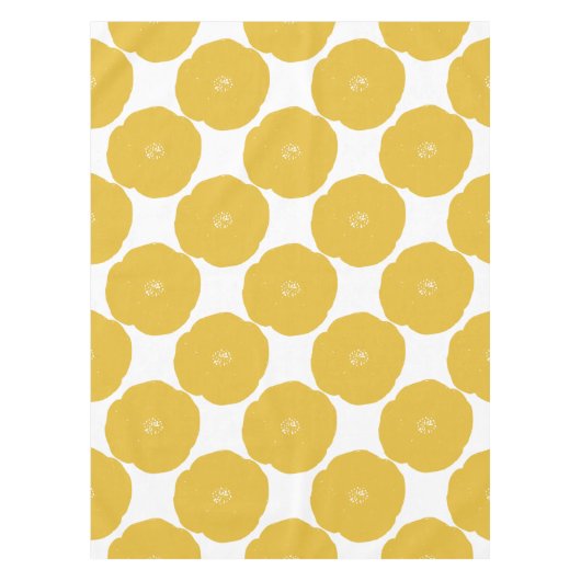 Nappe Motif d'art floral de Poppy rétro en Jaune et Blan (Devant)