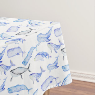 Nappe Motif de baleine bleue d'aquarelle