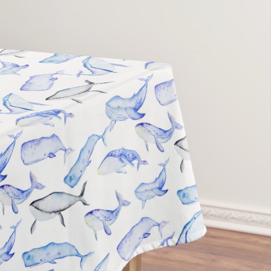 Nappe Motif de baleine bleue d'aquarelle (In Situ)