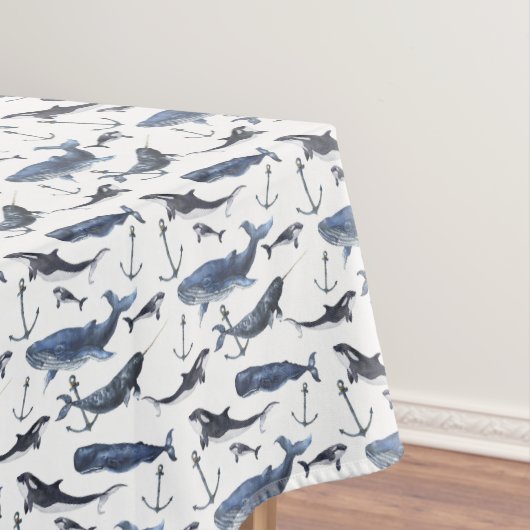 Nappe Motif de baleine et d'Ancre d'aquarelle (In Situ)