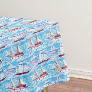 Nappe Motif de bateaux de navigation d'aquarelle
