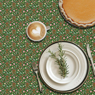 Nappe Motif de bonbon en pain d'épices festif vert ludiq