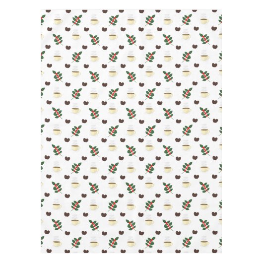 Nappe Motif de café avec haricots, tasses et caféiers (Devant)
