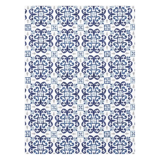 Nappe Motif de carrelage marocain bleu et blanc (Devant)
