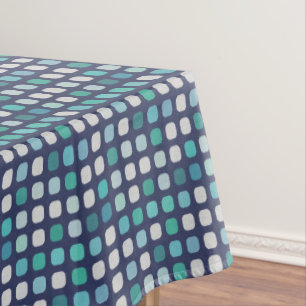 Nappe Motif de carrés ronds turquoise aqua bleu foncé