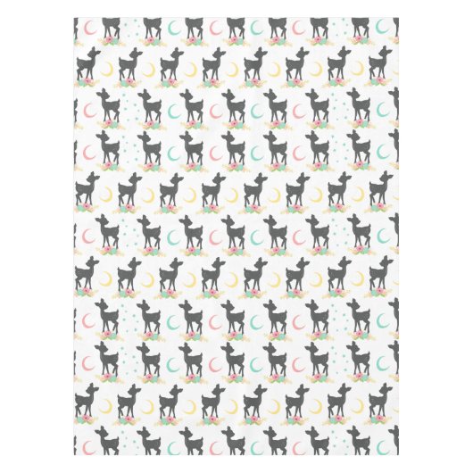 Nappe Motif de cerfs, Cerf de bébé, Boho, Fleurs, Lune (Devant)