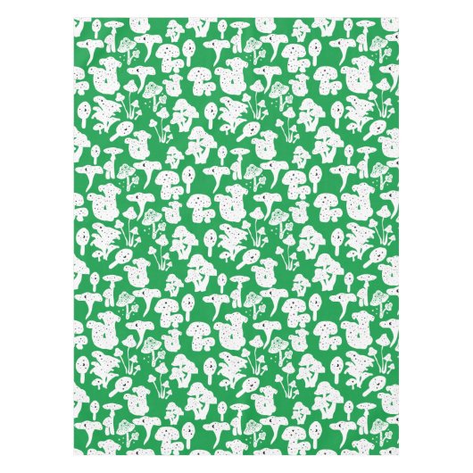 Nappe Motif de champignon noir 01b BG vert (Devant)