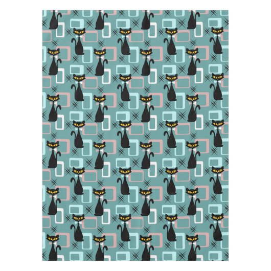 Nappe Motif de chat noir du milieu du siècle (Devant)