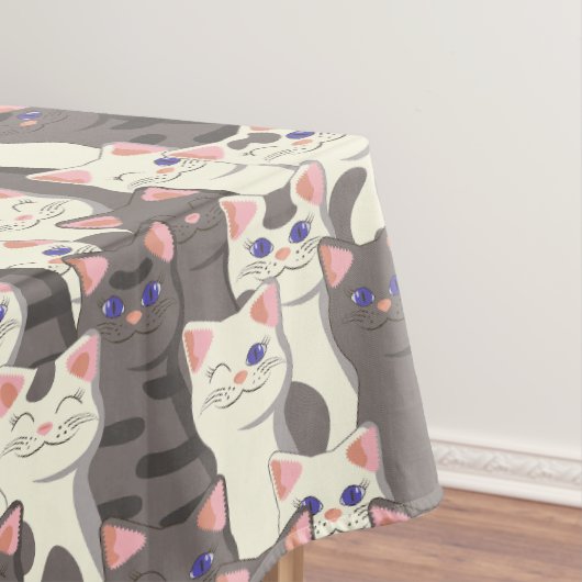 Nappe Motif de chats blancs et gris (In Situ)
