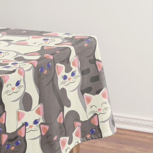 Nappe Motif de chats blancs et gris (In Situ)