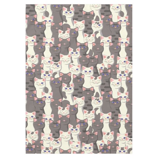 Nappe Motif de chats blancs et gris (Devant)