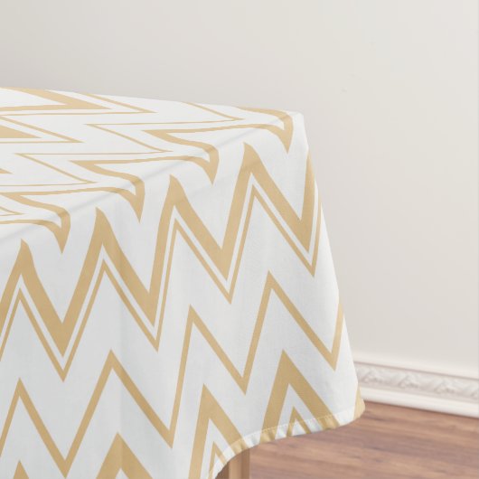 Nappe Motif de chevron blanc or neutre contemporain (In Situ)