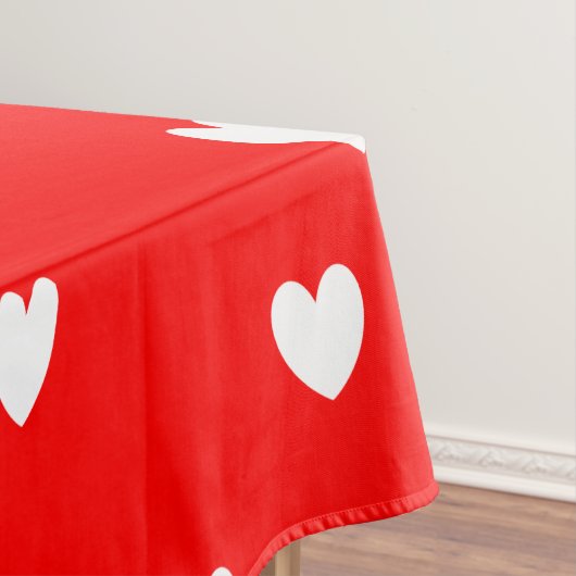Nappe Motif de coeur blanc sur rouge (In Situ)