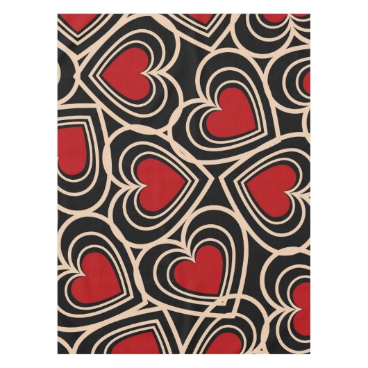 Nappe Motif de coeur simple Noir et Rouge (Devant)
