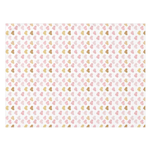 Nappe Motif De Coeurs Dorés Et Rose (Devant (Horizontal))