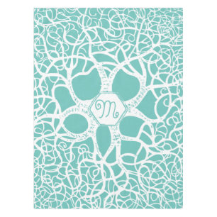 Nappe Motif de corail marin à la menthe et blanc