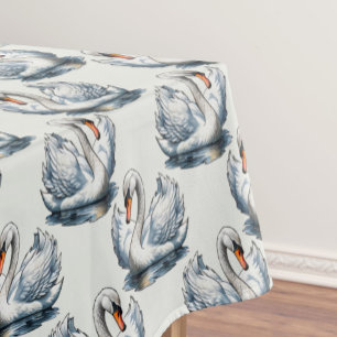 Nappe Motif de cygnes sur fond blanc