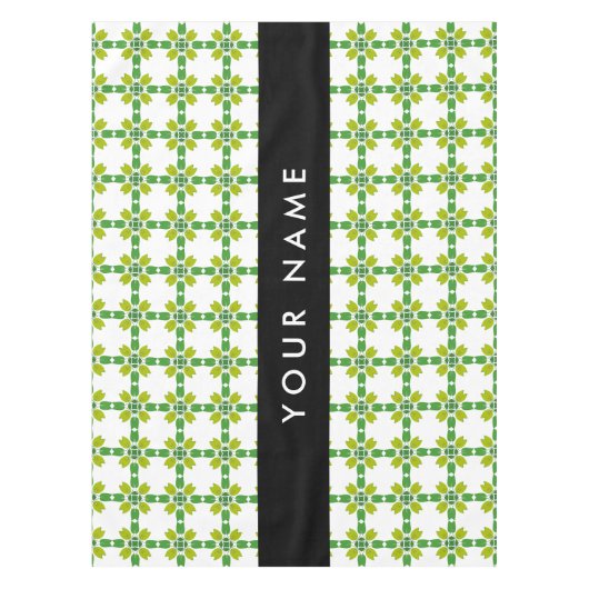Nappe Motif de feuille, Feuilles vertes, Votre nom (Devant)