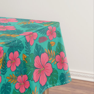 Nappe Motif de feuilles de palmier et d'hibiscus tropica