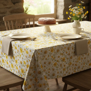 Nappe Motif de fleur sauvage à l'aquarelle jaune