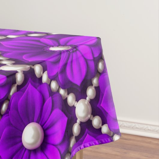 Nappe Motif de fleur violette avec perles de perle (In Situ)