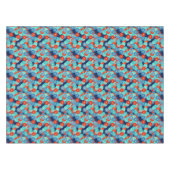 Nappe Motif de fleurs Art Déco - bleu, turquoise et roug (Devant (Horizontal))