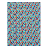 Nappe Motif de fleurs Art Déco - bleu, turquoise et roug (Devant)
