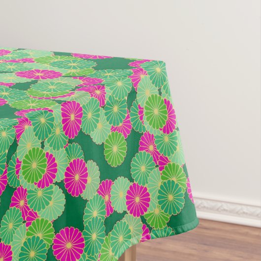 Nappe Motif de fleurs Art Déco - tons verts, fuchsia (In Situ)
