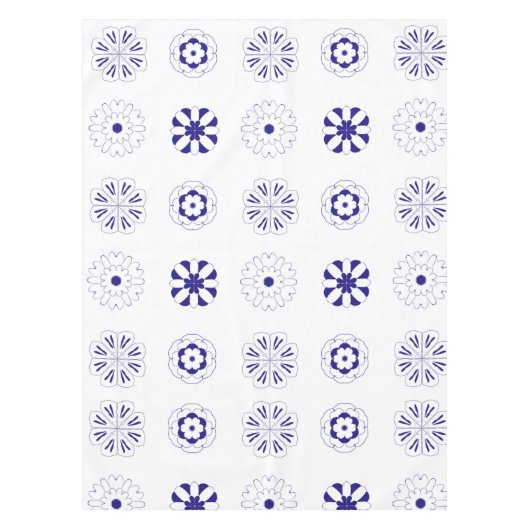 Nappe Motif de fleurs de ligne bleue (Devant)