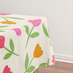 Nappe Motif de fleurs de tulipes rétro en orange, rose e