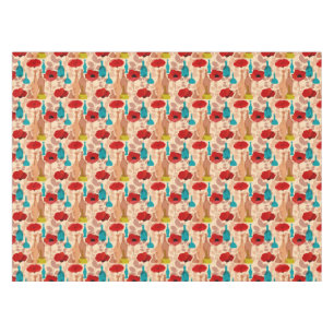 Nappe Motif de fleurs, de vases et de bouteilles