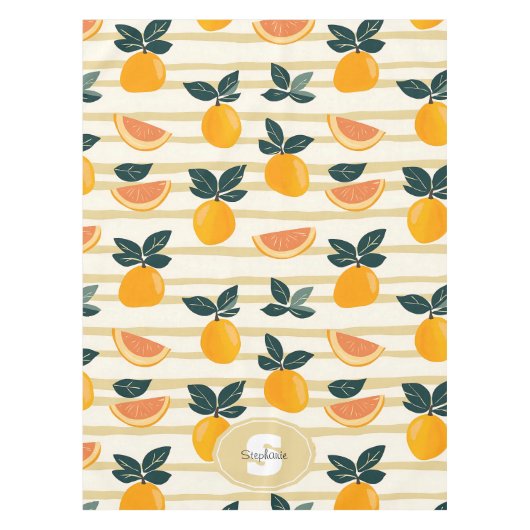 Nappe Motif de fruits d'agrumes avec Feuilles verts (4) (Devant)