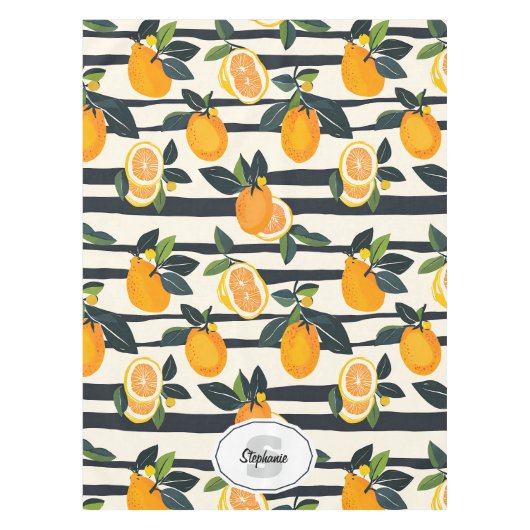 Nappe Motif de fruits d'agrumes avec Feuilles verts (5) (Devant)