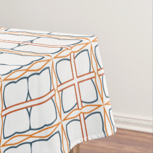 Nappe Motif de grille détaillée blanc orange bleu décora