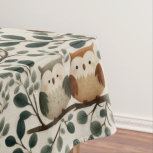 Nappe Motif de hibou et de feuille de forêt