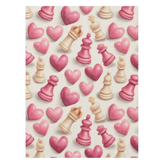 Nappe Motif de la Saint-Valentin Échecs & Cœurs (Devant)
