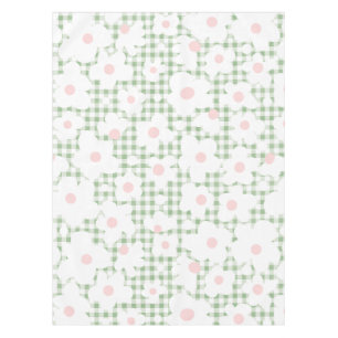 Nappe Motif de marguerite moderne sur Sage En vichy Plai
