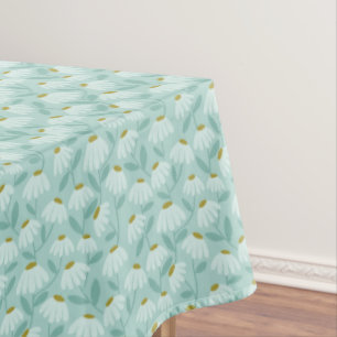 Nappe Motif de marguerites florales bleu sarcelle et ver