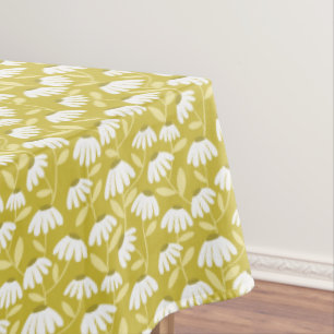 Nappe Motif de marguerites florales or foncé et vert oli
