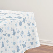 Nappe Motif de Noël bleu acier sur blanc (In Situ)