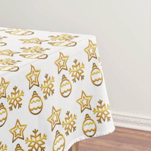 Nappe Motif de Noël doré élégant sur fond blanc (In Situ)