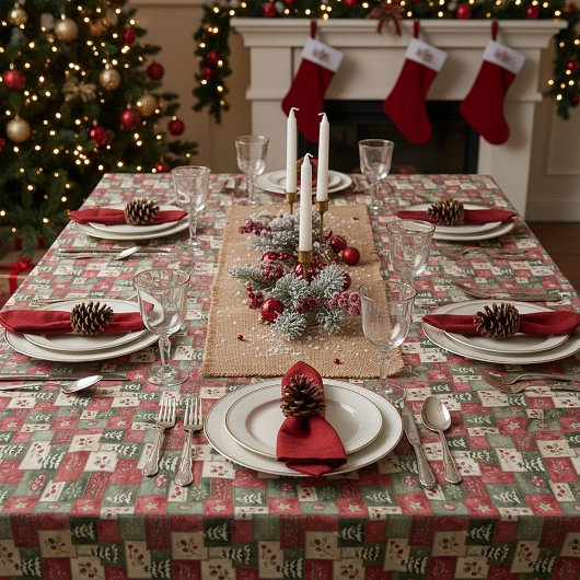 Nappe Motif de Noël en patchwork de campagne