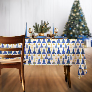 Nappe Motif de Noël Gold bleu#25 ID1009