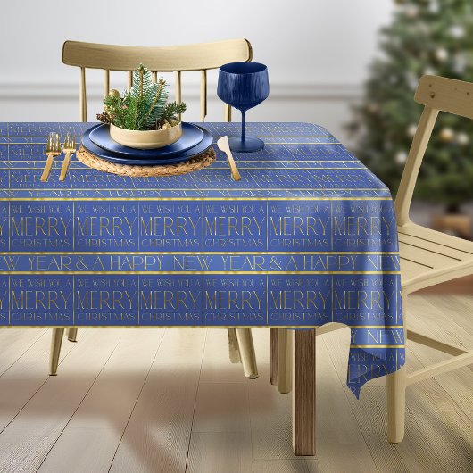 Nappe Motif de Noël Gold bleu#35b ID1009