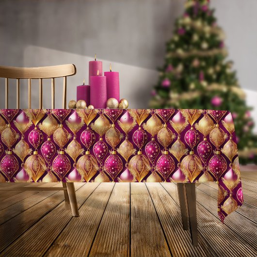 Nappe Motif de Noël Magenta Gold#12 ID1009