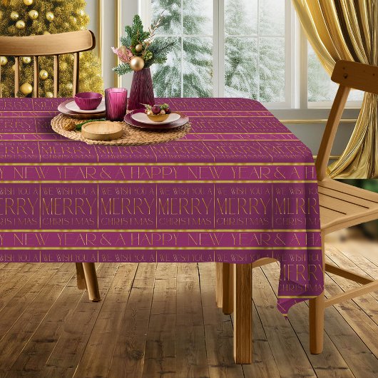 Nappe Motif de Noël Magenta Gold#35b ID1009