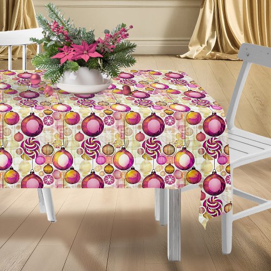 Nappe Motif de Noël Magenta Gold n° 6 ID1009
