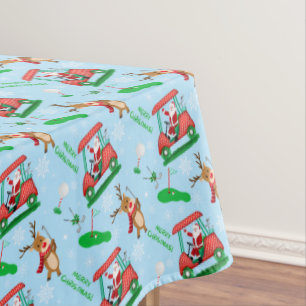 Nappe Motif de Noël : Père Noël jouant au golf avec des